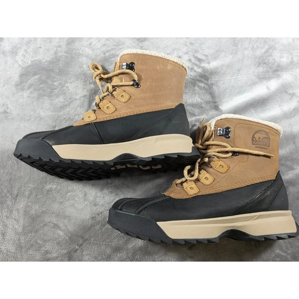 Sorel Scout 87 Lux WP Boots Mens 10 Caribou Buff Black‎ Waterproof Insulated NEW